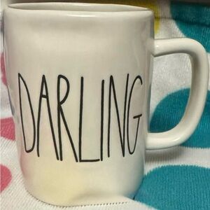 Rae Dunn Cream Mug with Black 'Darling' Text